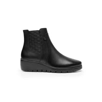 Botín para Mujer de Piel Cómoda Extra Ligero Cuña Flexi Negro 104821