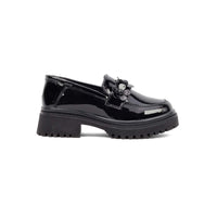 Zapato Escolar Mocasín para Niña Flores Charol Yuyin Negro 24273