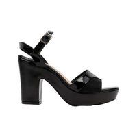 Tacones Altos Para Mujer Chunky Charol Fiestas Mirlo Negro 1420