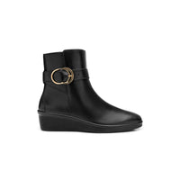 Botín Para Mujer Cuña Piel Cierre Lateral Flexi Negro 136705