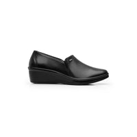 Mocasín Casual para Mujer de Piel con Cuña Flexi Negro 136707